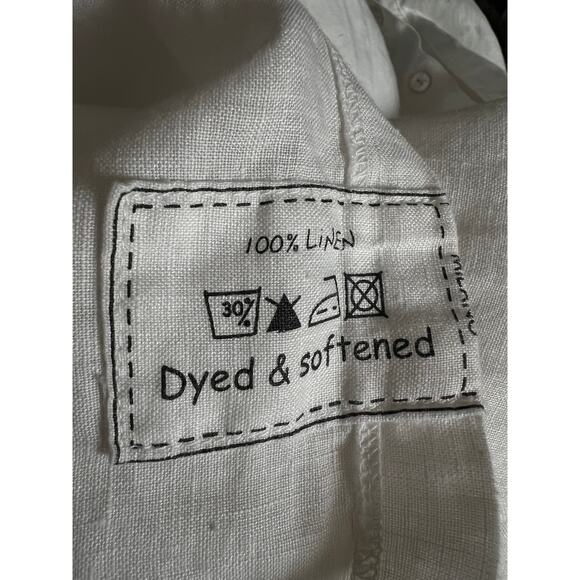 Claudio Milano 100% Linen Sleeveless White Shirt Dress Side Pockets Size Small - Picture 9 of 10